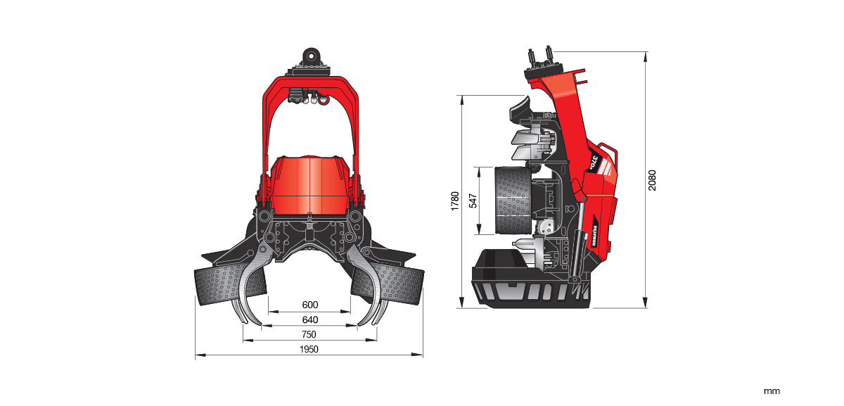 Komatsu 370E technical drawing